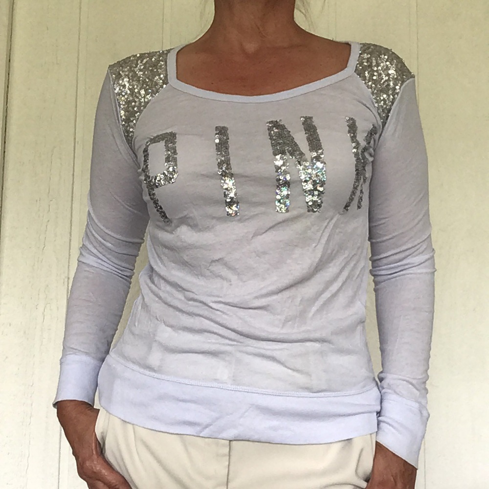 VICTORIAS SECRET PINK Y2K PURPLE SEQUIN TEE XS - Picture 5 of 14